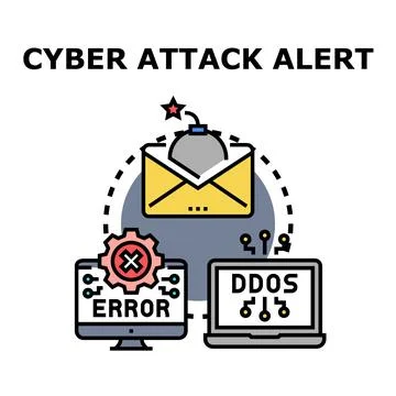 Cyber attack alert detecting data security breach Stock Illustration