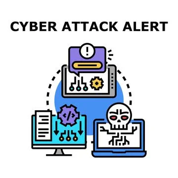 Cyber attack alert detecting system malware virus Stock Illustration