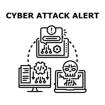 Cyber attack alert detecting system malware virus 库存插图
