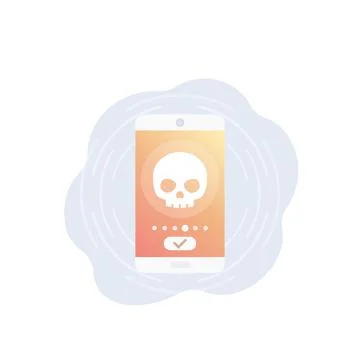 Cyber attack alert, mobile phone security, vector icon Stockillustratie