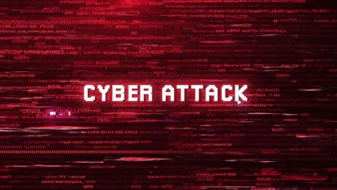 Cyber Attack Alert Warning Over Cybersecurity Glitch Error Animated Background Stock Footage 317564965