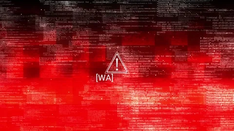 Cyber attack and security breach warning alert message Virus code software hack Stock Footage 313984959