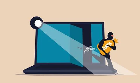Cyber attack and security identity jacking piracy. Ransomware network access  Stock Illustration
