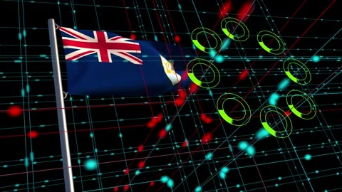 Cyber attack with  Anguilla flag Stock Footage 276312171