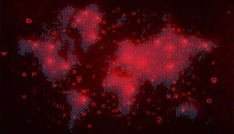 Cyber attack background with map of the world. Hacking concept illustration Stock Illustration