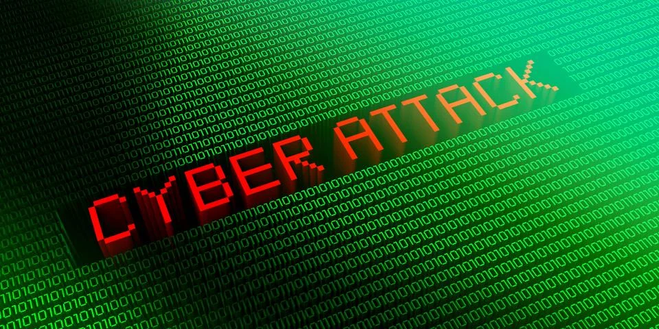 Cyber attack - binary code concept - 3D illustration イラスト素材