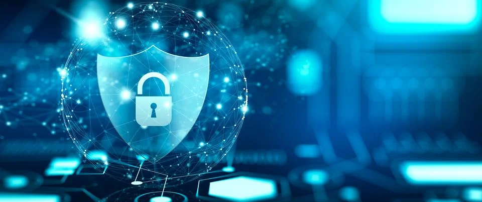 Cyber attack block, Cyber data, and Information privacy Concept. 3D Rendering 스톡 일러스트