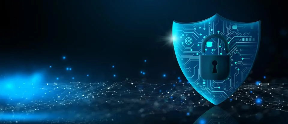 Cyber attack block, Cyber data, and Information privacy Concept. 3D Rendering Stock Illustration