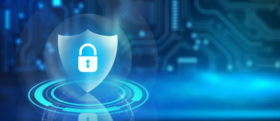 Cyber attack block, Cyber data, and Information privacy Concept. 3D Rendering Stock Illustration