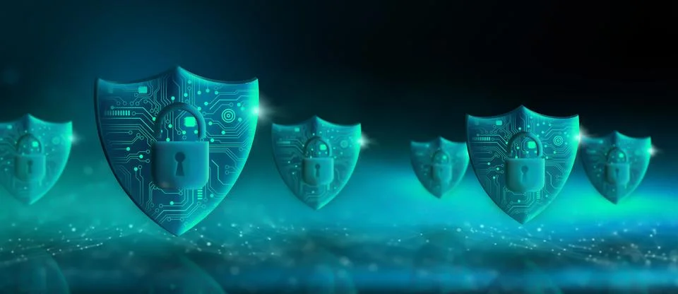 Cyber attack block, Cyber data, and Information privacy Concept. 3D Rendering 库存插图