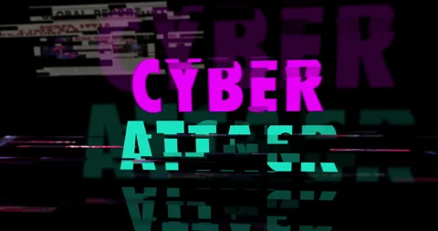 Cyber attack breaking news title newspaper glitch effect Stock Footage 331261404
