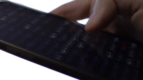 Cyber attack code on the iphone screen. mobile phone cyber security. Stock Footage 231222624