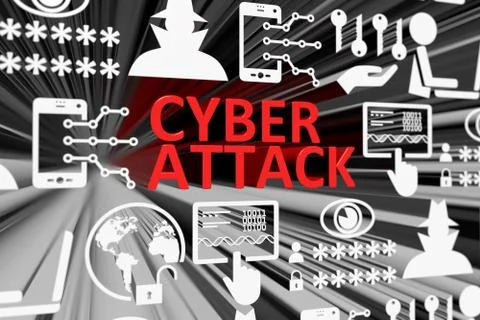 CYBER ATTACK concept blurred background 3d render illustration イラスト素材
