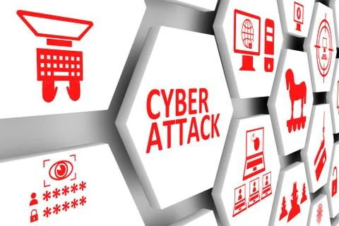 CYBER ATTACK concept cell background 3d illustration Stock Illustration