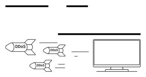 Cyber Attack Concept with DDoS Missiles Targeting a Computer Screen. Monoch.. Stock Illustration