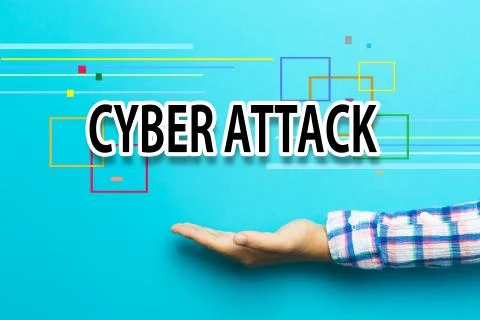 Cyber Attack concept with hand Stock Illustration