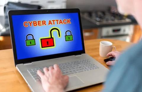 Cyber attack concept on a laptop Stock Photos