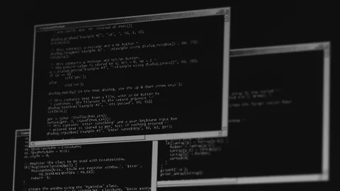 Cyber Attack Concept. Virus Worm Encrypted Into Software Code. Black and white Stock Footage 102531044