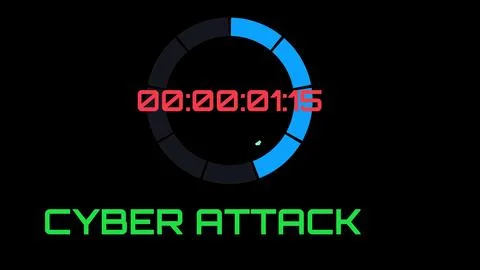 Cyber attack countdown timer initiating digital security breach Stockillustratie