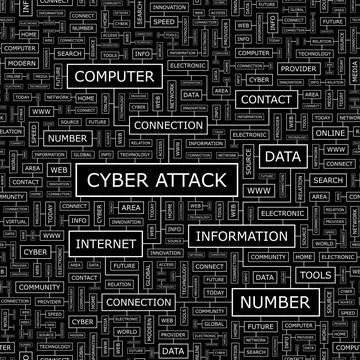 CYBER ATTACK CYBER ATTACK. Seamless pattern. Word cloud illustration. Copy... Stock Photos