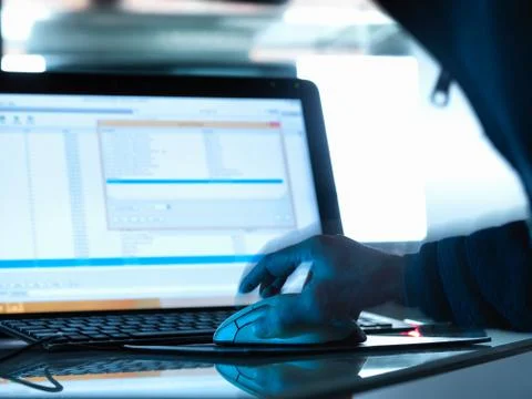 Cyber Attack, Cyber hacker accessing somebody else's computer programme 스톡 사진