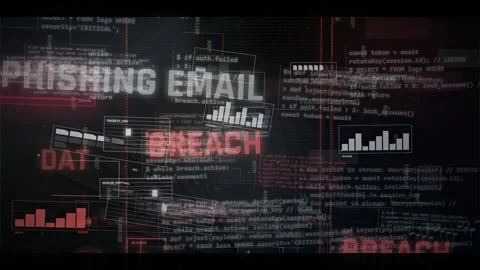 Cyber Attack Data Breach HUD Animation Background Stock Footage 335573691