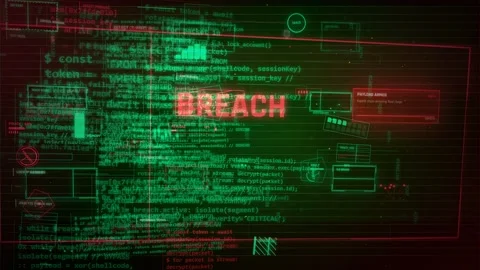 Cyber Attack Data Breach HUD Interface Animation Stock Footage 335574100