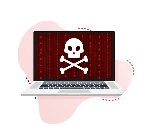 Cyber attack. Data Phishing with fishing hook, laptop, internet security. Vector イラスト素材