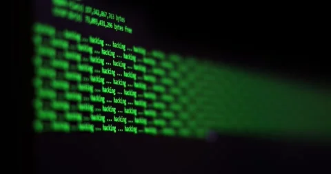 Cyber attack - Ddos attack, hacking concept. Close-up of computer screen Stock Footage 256000897