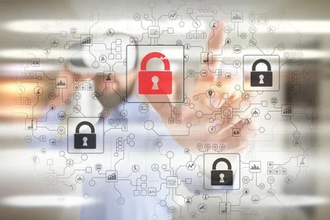 Cyber attack detection. Internet security, information and data safety concept Stock Photos