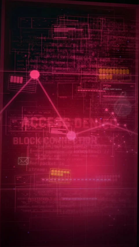 Cyber Attack Digital HUD Background with Access Denied Warning Stock Footage 335562932