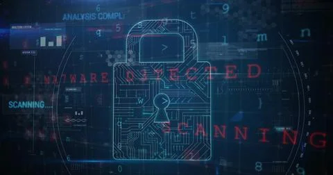 Cyber attack: digital security at risk 4k Stock Illustration