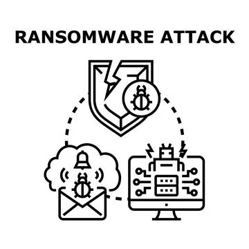 Cyber attack disrupting system security and data Stockillustratie