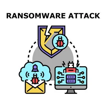 Cyber attack disrupting system security and data 스톡 일러스트