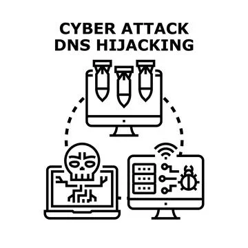 Cyber attack dns hijacking concept vector illustration Stockillustratie