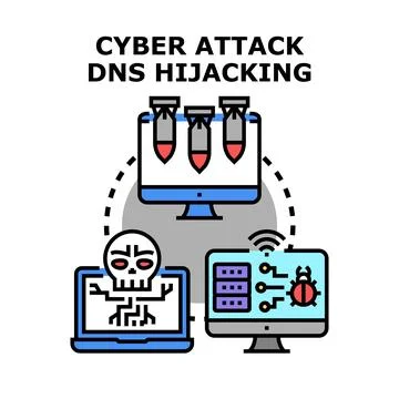 Cyber attack dns hijacking concept vector illustration Illustrazione stock