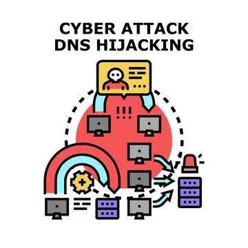 Cyber attack dns hijacking vector concept Stock Illustration