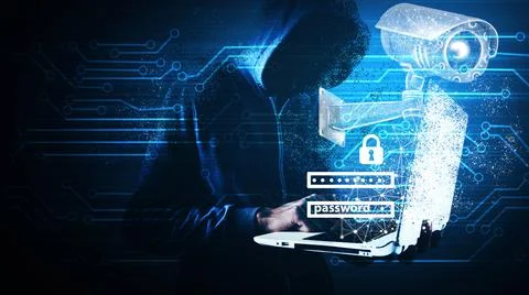 Cyber attack hacker hack traffic cameras 写真素材