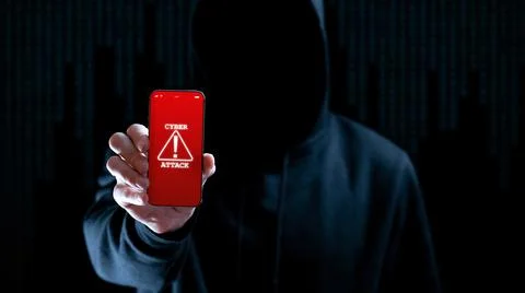 Cyber attack hacker smartphone. Internet web hack technology. Digital mobile  Stock Photos
