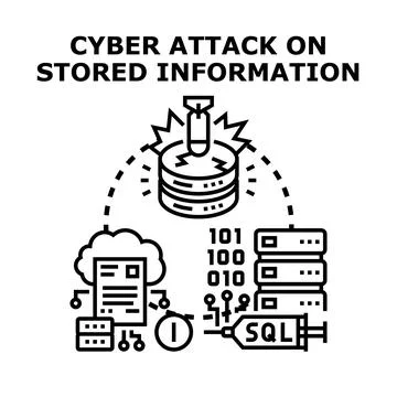 Cyber attack hacking data server security concept Illustrazione stock