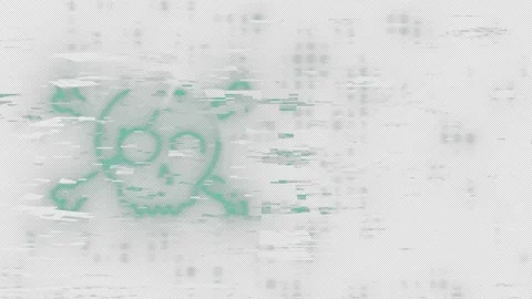 Cyber attack hacking, skull, crossbone, binary matrix cyberspace, internet scam Видео 302341884