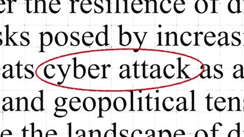Cyber attack highlight words with documentary style text animation Video stock 333314382