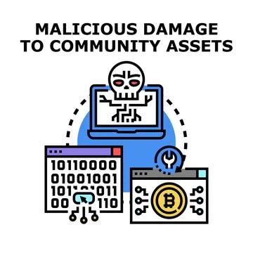 Cyber attack infecting digital assets and blockchain economy Illustration