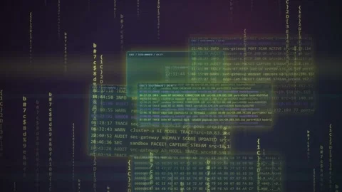 Cyber Attack Interface Access Denied and Privilege Escalation HUD Stock Footage 335361302
