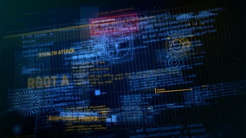Cyber Attack Interface with Root Access and System Compromised Warning Stock Footage 335574103