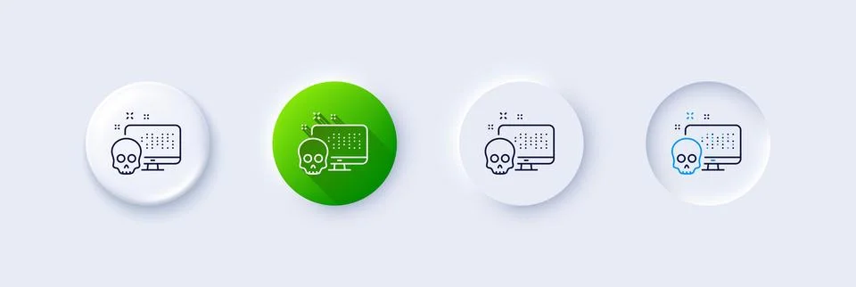 Cyber attack line icon. Ransomware threat sign. Line icons. Vector Stock Illustration
