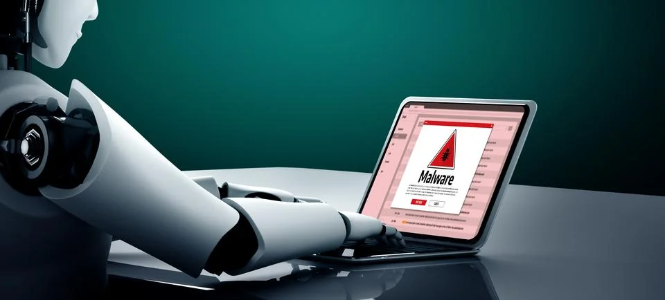 Cyber attack malware alert show computer screen display threat detected snugly Stock Illustration