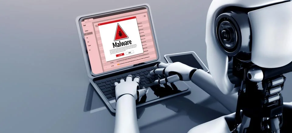 Cyber attack malware alert show computer screen display threat detected snugly Stockillustratie