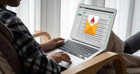 Cyber attack malware alert show computer screen display threat detected snugly Stock Photos
