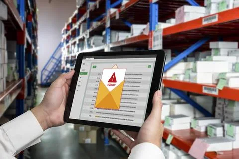 Cyber attack malware alert show computer screen display threat detected snugly Stock Photos